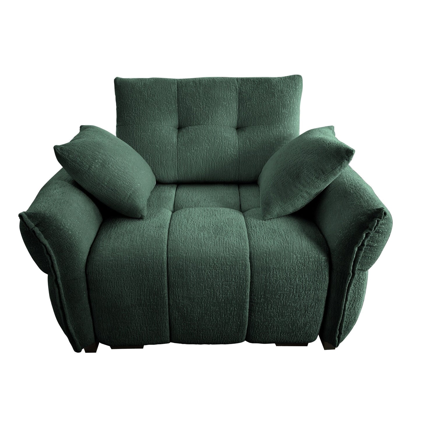 53.94 Chenille 1-Seater Sofa with High-Resilience Support Cushions and Throw Pillows