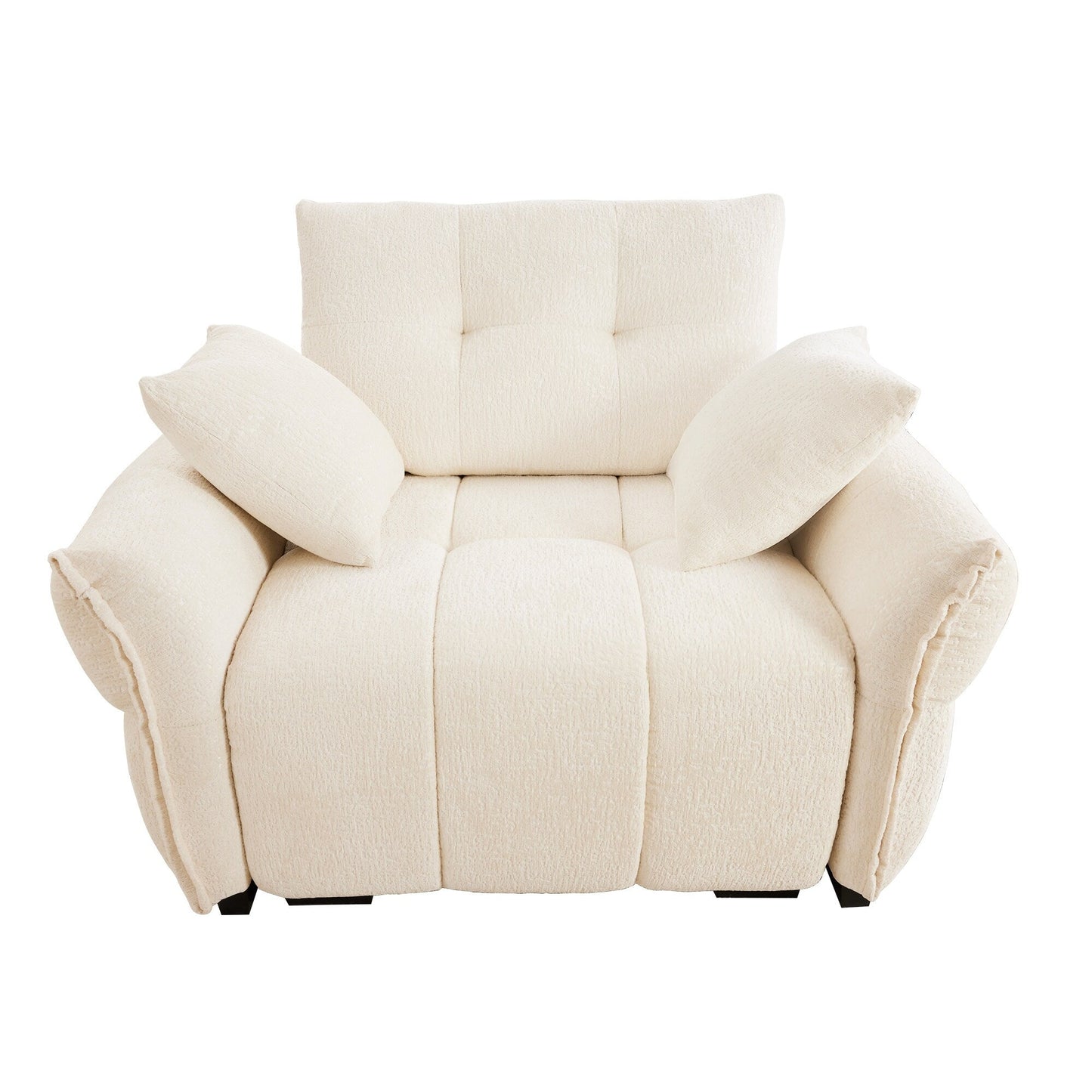 53.94 Chenille 1-Seater Sofa with High-Resilience Support Cushions and Throw Pillows