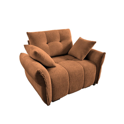 53.94 Chenille 1-Seater Sofa with High-Resilience Support Cushions and Throw Pillows