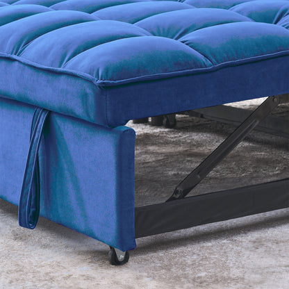 53.94 Velvet 2-Seater Sleeper Sofa with 3-Position Adjustable Backrest and Two Side Pockets