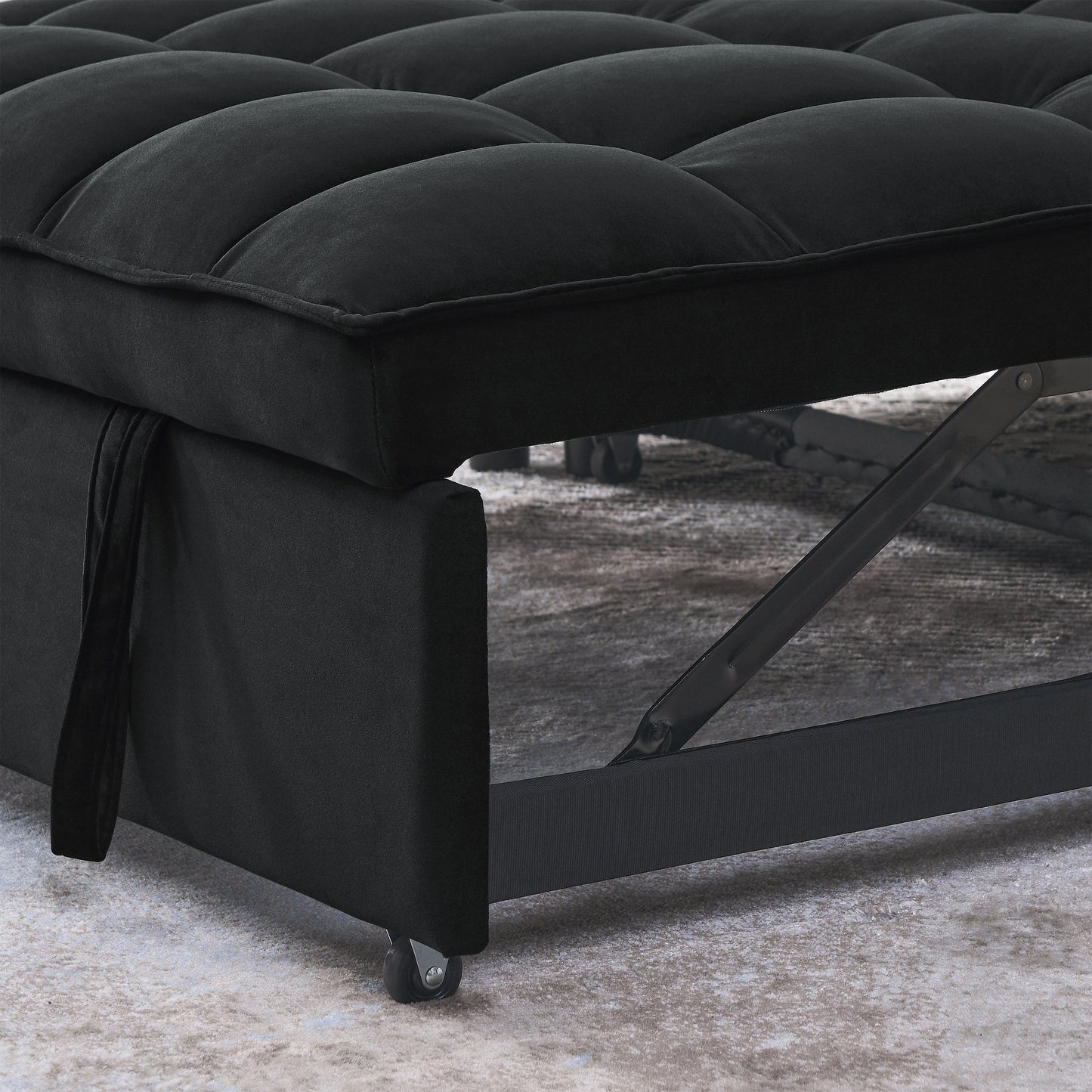 53.94 Velvet 2-Seater Sleeper Sofa with 3-Position Adjustable Backrest and Two Side Pockets