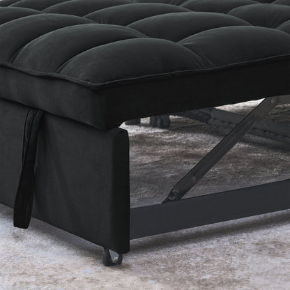 53.94 Velvet 2-Seater Sleeper Sofa with 3-Position Adjustable Backrest and Two Side Pockets