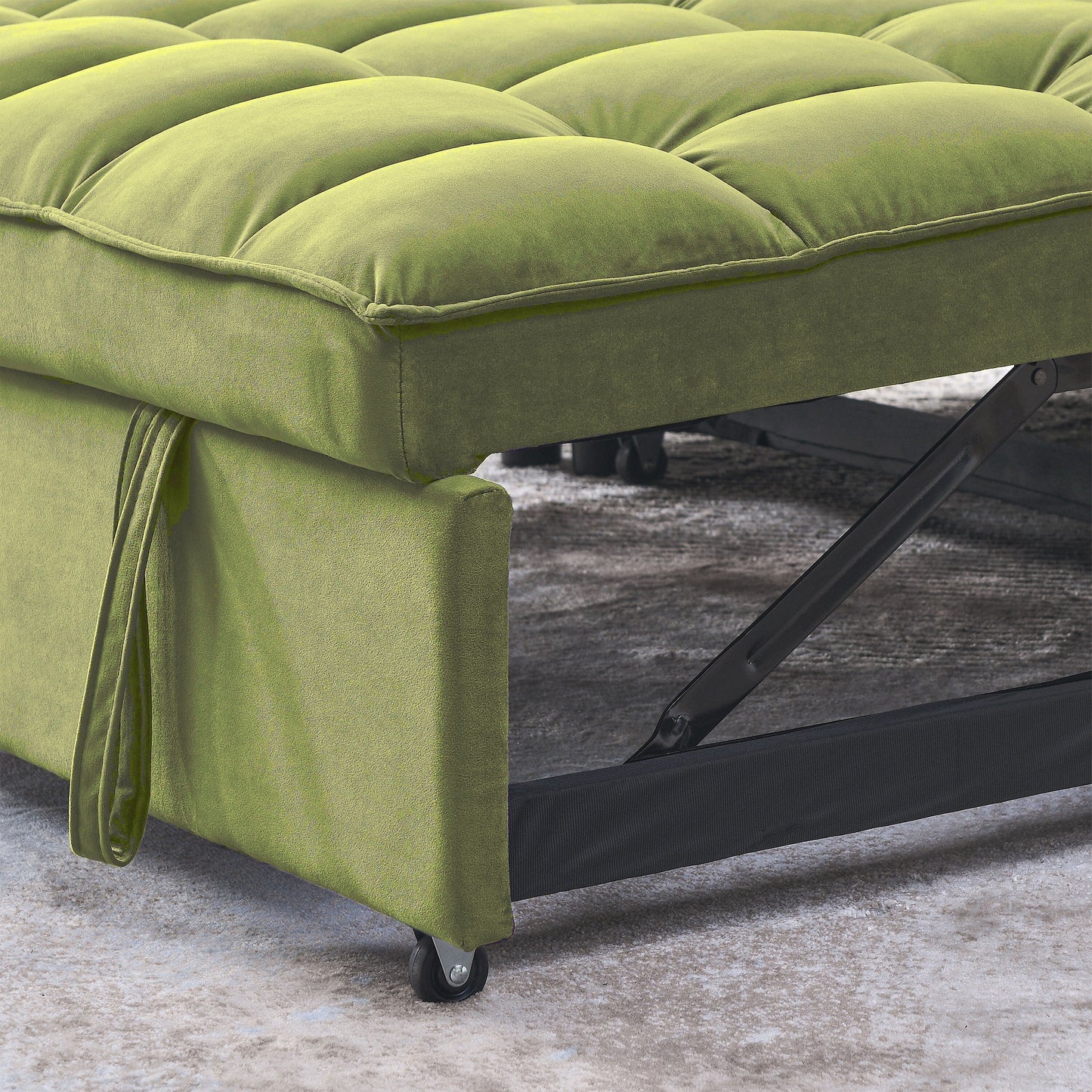 53.94 Velvet 2-Seater Sleeper Sofa with 3-Position Adjustable Backrest and Two Side Pockets