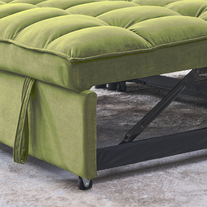 53.94 Velvet 2-Seater Sleeper Sofa with 3-Position Adjustable Backrest and Two Side Pockets