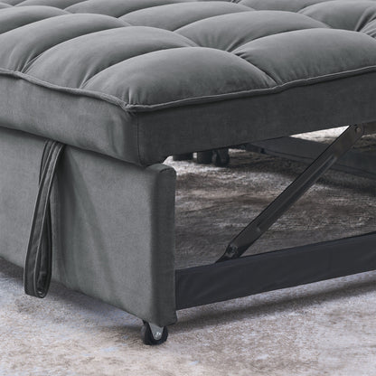 53.94 Velvet 3 in1 Loveseat Pull-Out Sofa Bed withTwo Side Pockets and Adjustable Backrest for Living Room