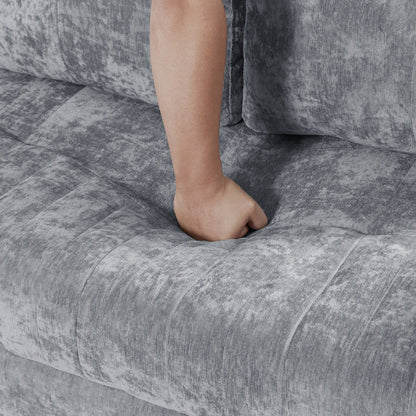53.9 Chenille Convertible Loveseat with Pull-Out Bed, 3 USB Ports, and Smart Storage