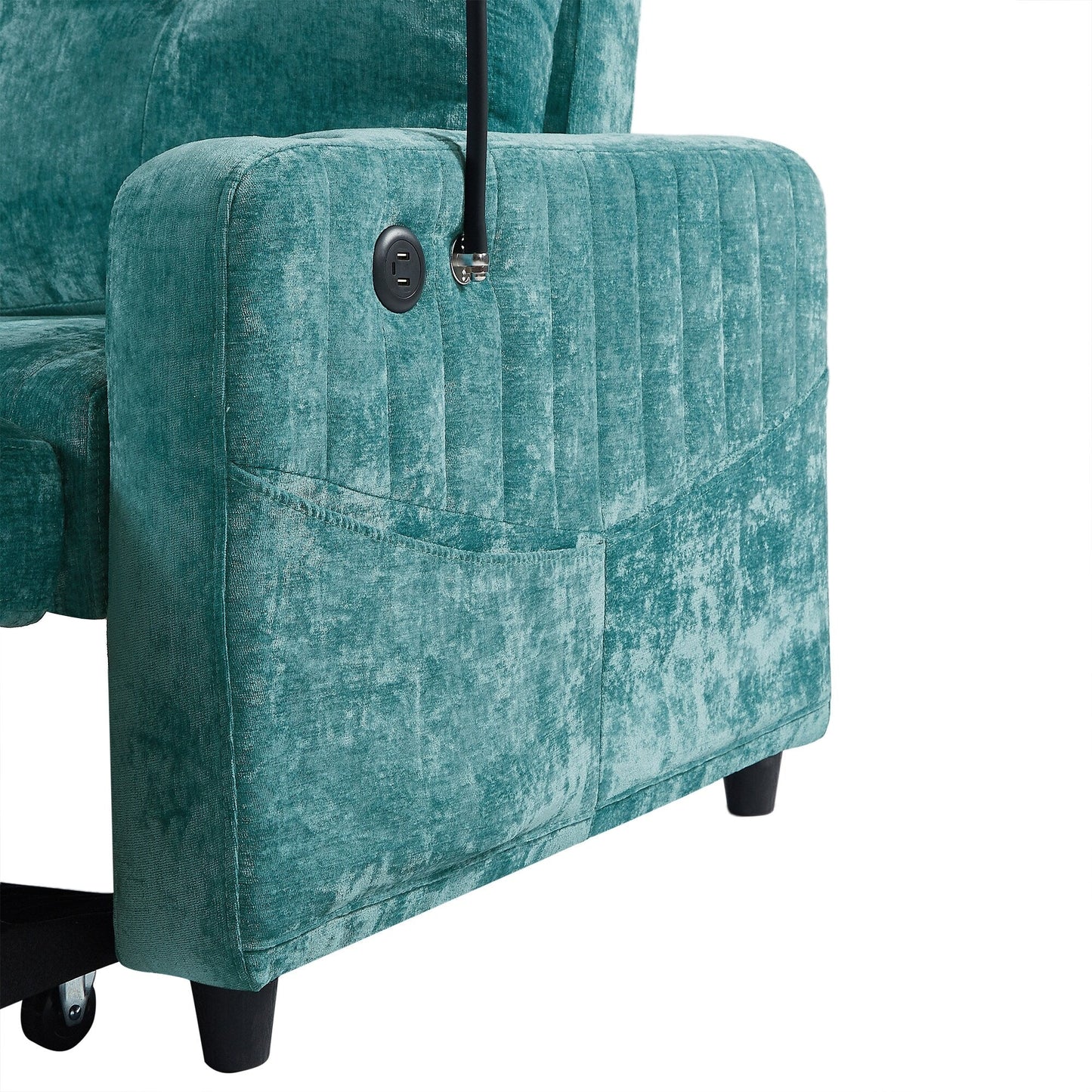 53.9 Chenille Convertible Loveseat with Pull-Out Bed, 3 USB Ports, and Smart Storage