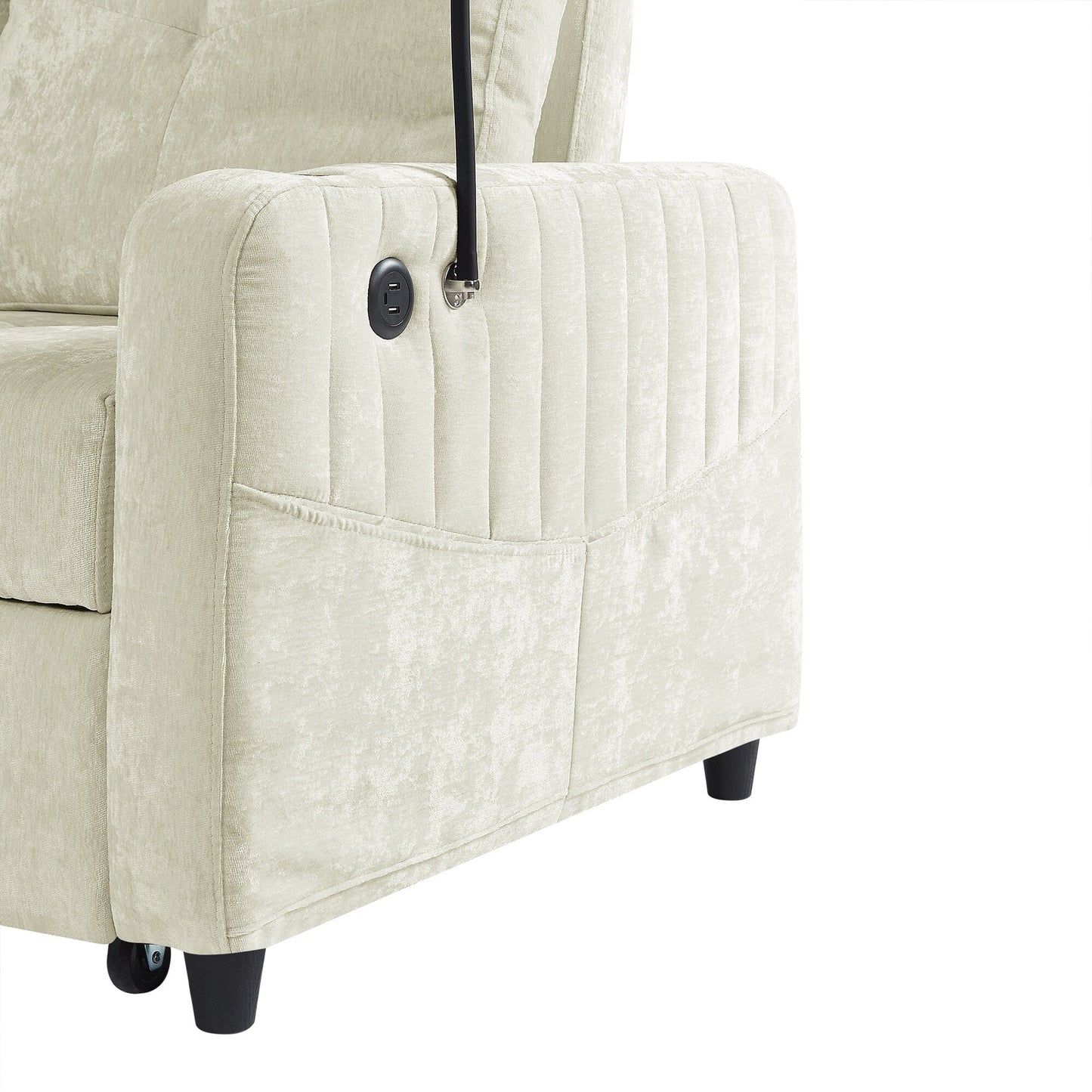 53.9 Chenille Convertible Loveseat with Pull-Out Bed, 3 USB Ports, and Smart Storage