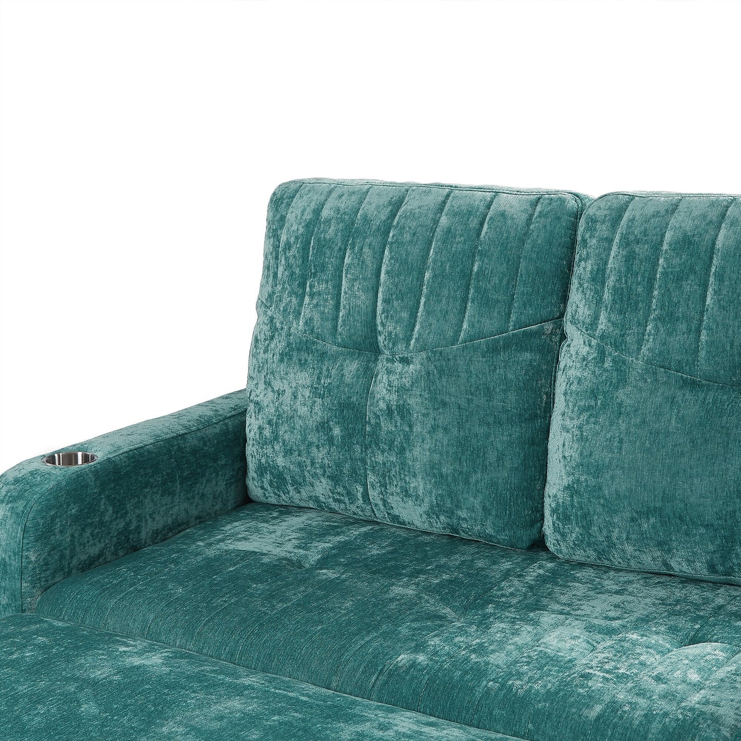 53.9 Chenille Convertible Loveseat with Pull-Out Bed, 3 USB Ports, and Smart Storage