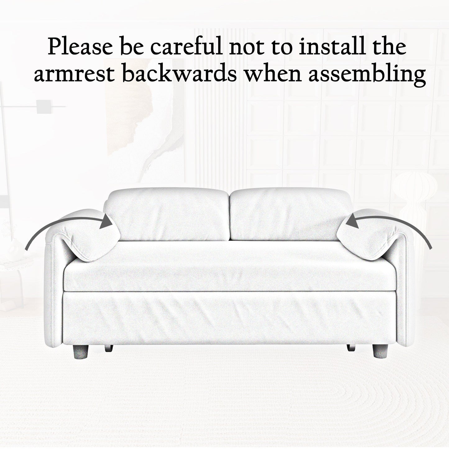 54-Inch Velvet Sofa Bed - Multi-Purpose Design with Retractable Queen Bed and Armrest Storage
