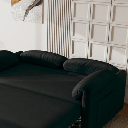54-Inch Velvet Sofa Bed - Multi-Purpose Design with Retractable Queen Bed and Armrest Storage