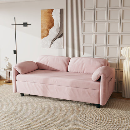 54-Inch Velvet Sofa Bed - Multi-Purpose Design with Retractable Queen Bed and Armrest Storage