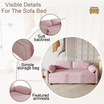 54-Inch Velvet Sofa Bed - Multi-Purpose Design with Retractable Queen Bed and Armrest Storage