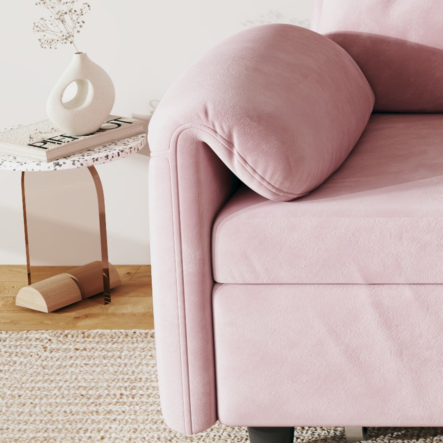 54-Inch Velvet Sofa Bed - Multi-Purpose Design with Retractable Queen Bed and Armrest Storage