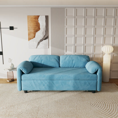 54-Inch Velvet Sofa Bed - Multi-Purpose Design with Retractable Queen Bed and Armrest Storage