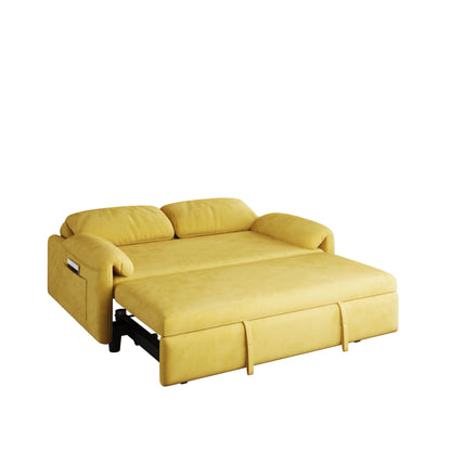 54-Inch Velvet Sofa Bed - Multi-Purpose Design with Retractable Queen Bed and Armrest Storage