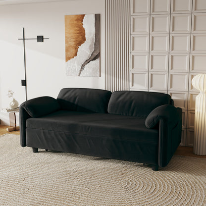 54-Inch Velvet Sofa Bed - Multi-Purpose Design with Retractable Queen Bed and Armrest Storage