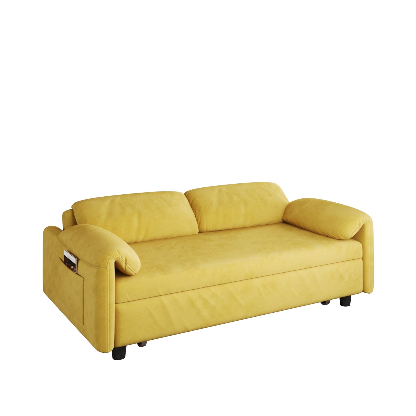 54-Inch Velvet Sofa Bed - Multi-Purpose Design with Retractable Queen Bed and Armrest Storage