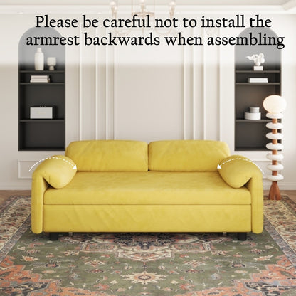 54-Inch Velvet Sofa Bed - Multi-Purpose Design with Retractable Queen Bed and Armrest Storage