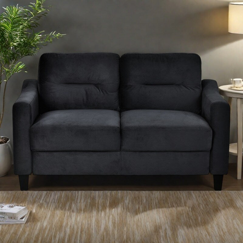 54.3 Velvet 2-Seater Sectional Sofa with Detachable Cushions