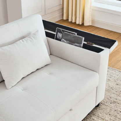 54 Pull-Out Sleeper Sofa Bed Double Seat Recliner Sofa Bed with Armrests with Storage and Side Pockets,with USB Power Outlet