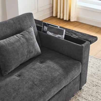 54 Pull-Out Sleeper Sofa Bed Double Seat Recliner Sofa Bed with Armrests with Storage and Side Pockets,with USB Power Outlet