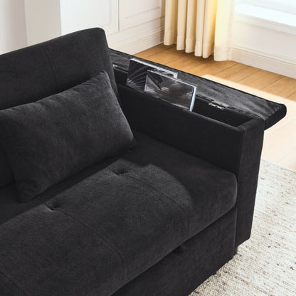 54 Pull-Out Sleeper Sofa Bed Double Seat Recliner Sofa Bed with Armrests with Storage and Side Pockets,with USB Power Outlet