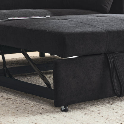 54 Pull-Out Sleeper Sofa Bed Double Seat Recliner Sofa Bed with Armrests with Storage and Side Pockets,with USB Power Outlet