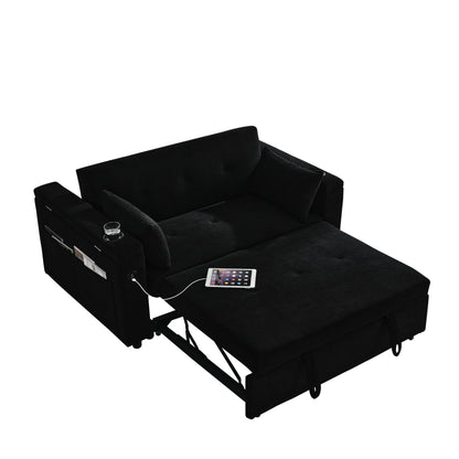 54 Pull-Out Sleeper Sofa Bed Double Seat Recliner Sofa Bed