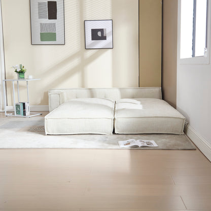 55-inch Blue Velvet Sofa with Pockets 3-in-1 Convertible