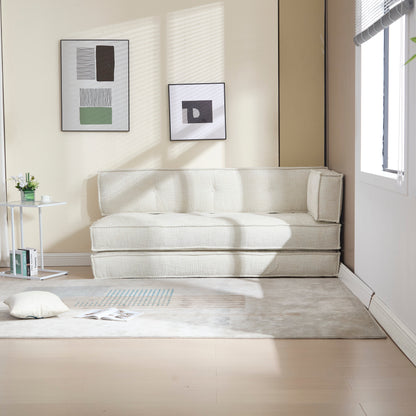 55-inch Blue Velvet Sofa with Pockets 3-in-1 Convertible