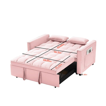 55.2 Velvet 2-in-1 Convertible Sofa Bed with Adjustable Backrest