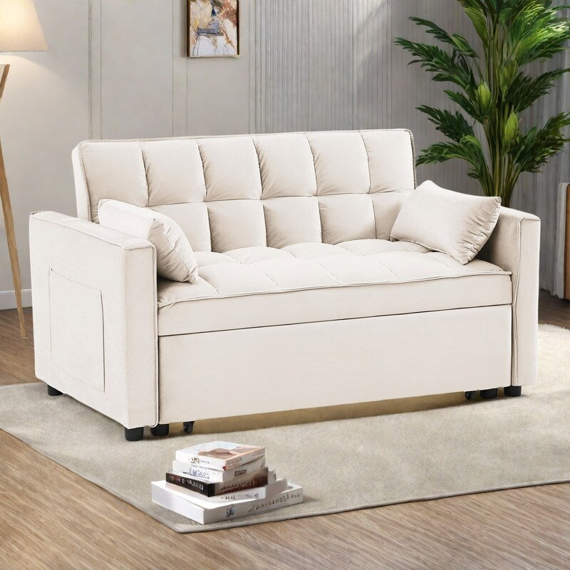 55.2 Velvet 2-in-1 Convertible Sofa Bed with Adjustable Backrest