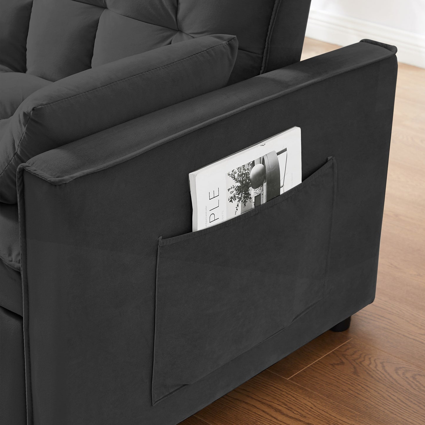 55.2 Velvet 2-in-1 Convertible Sofa Bed with Adjustable Backrest
