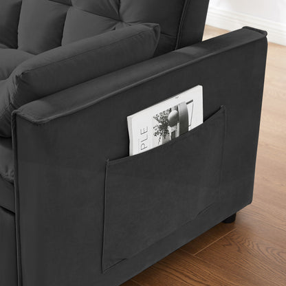 55.2 Velvet 2-in-1 Convertible Sofa Bed with Adjustable Backrest