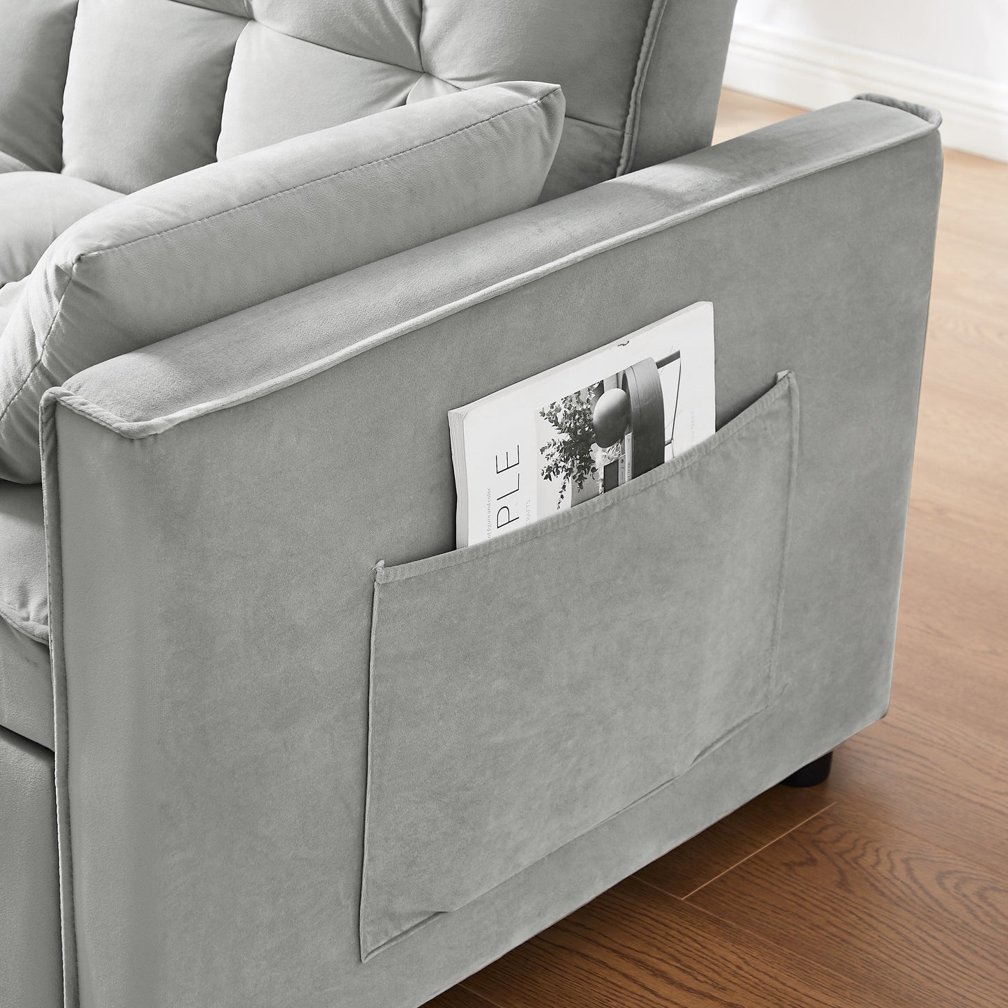 55.2 Velvet 2-in-1 Convertible Sofa Bed with Adjustable Backrest