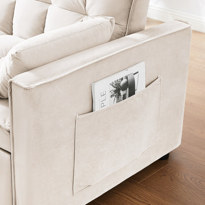 55.2 Velvet 2-in-1 Convertible Sofa Bed with Adjustable Backrest