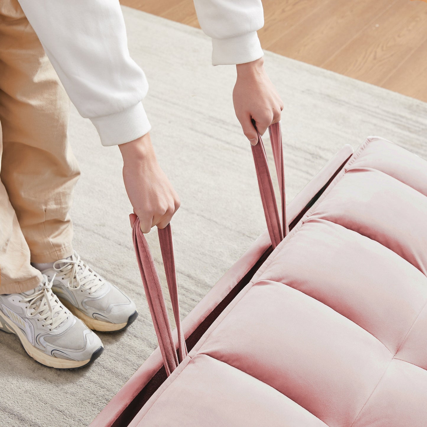 55.2 Velvet 2-in-1 Convertible Sofa Bed with Adjustable Backrest