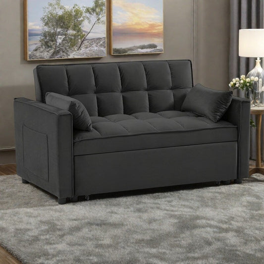 55.2 Velvet 2-in-1 Convertible Sofa Bed with Adjustable Backrest