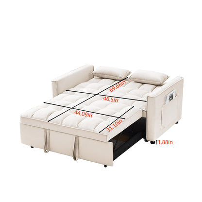 55.2 Velvet 2-in-1 Convertible Sofa Bed with Adjustable Backrest