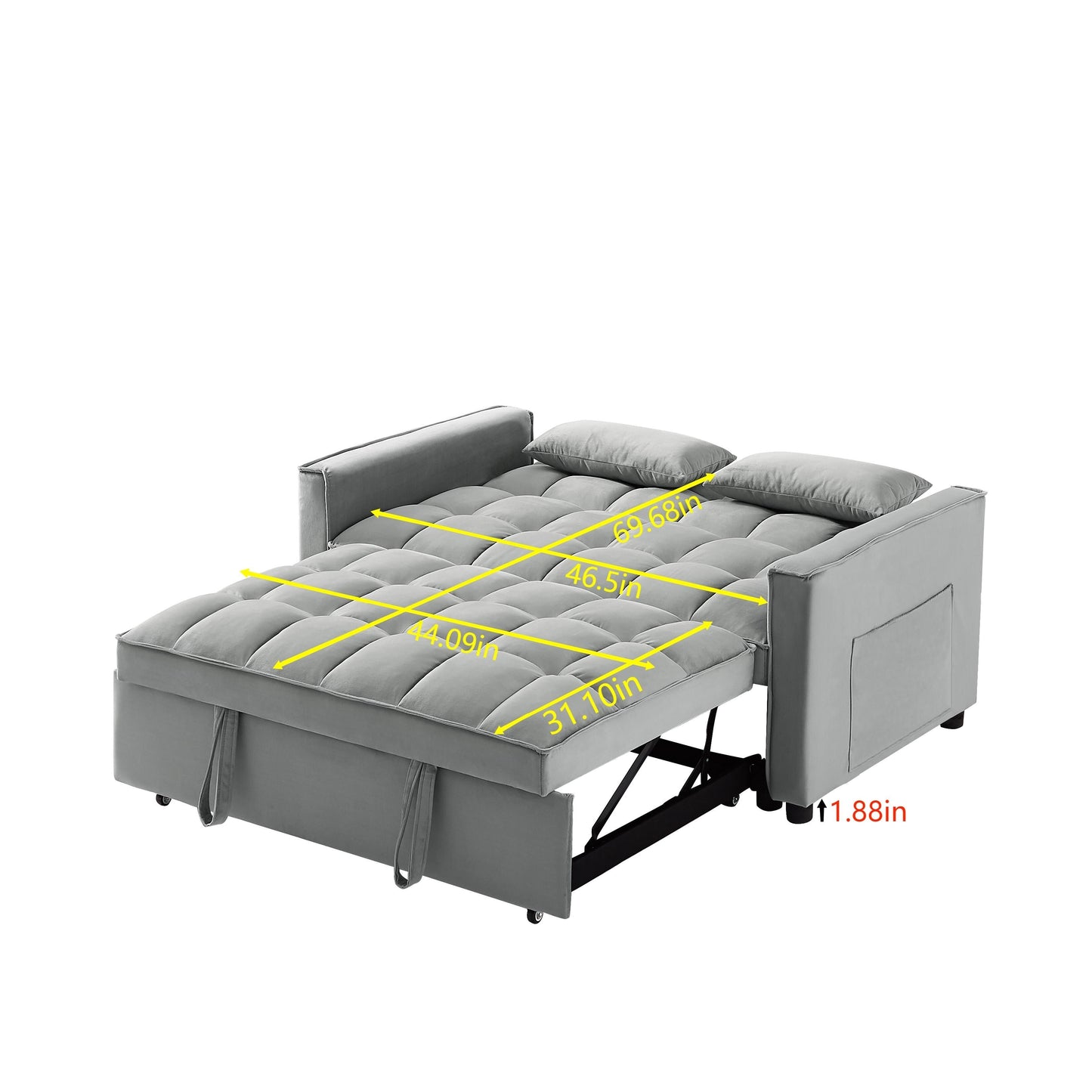 55.2 Velvet 2-in-1 Convertible Sofa Bed with Adjustable Backrest