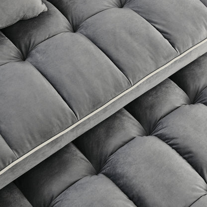 55.51 Velvet 2 Seater Sleeper Sofa with Adjustable Back, USB Port, Ashtray, Swivel Phone Stand, and 2 Pillows