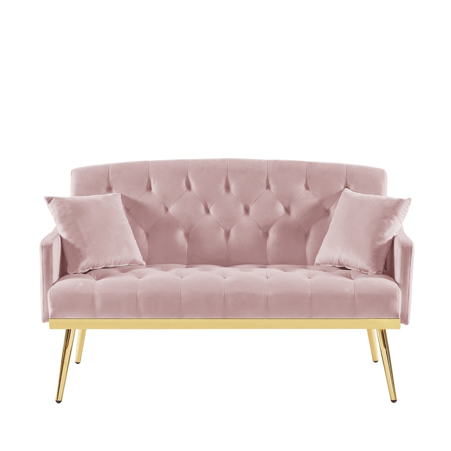 55.5 Velvet 2-Seater Sofa with 2 Pillows, Contemporary Design, and Easy Assembly