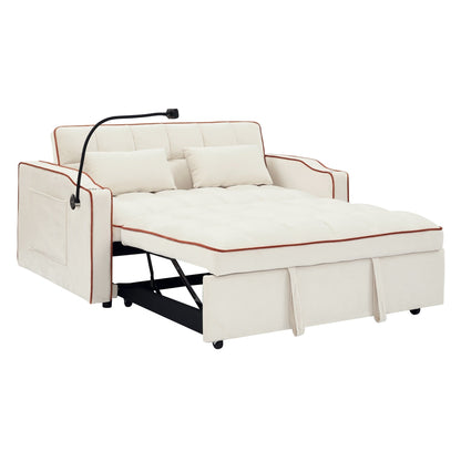 55.5Solid Wood 2-Seat Sofa with USB Charging Ports and Phone Stand,Includes 2 Soft Pillows