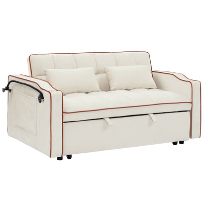 55.5Solid Wood 2-Seat Sofa with USB Charging Ports and Phone Stand,Includes 2 Soft Pillows
