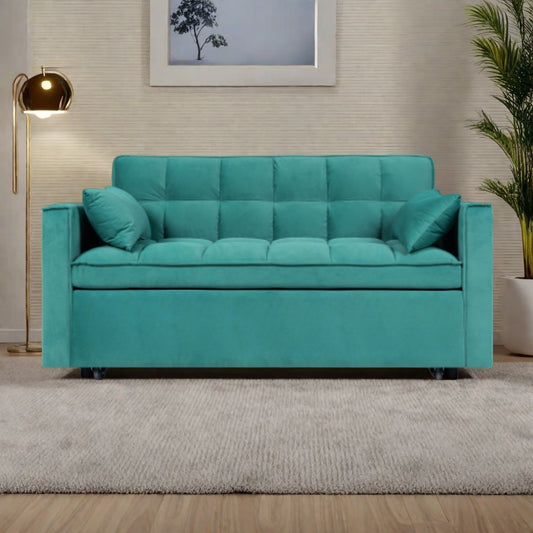 55 Velvet 3-Seater Sleeper Sofa - Ultra-Comfortable 3-in-1 Design for Living Rooms, Guest Rooms and Kids' Spaces