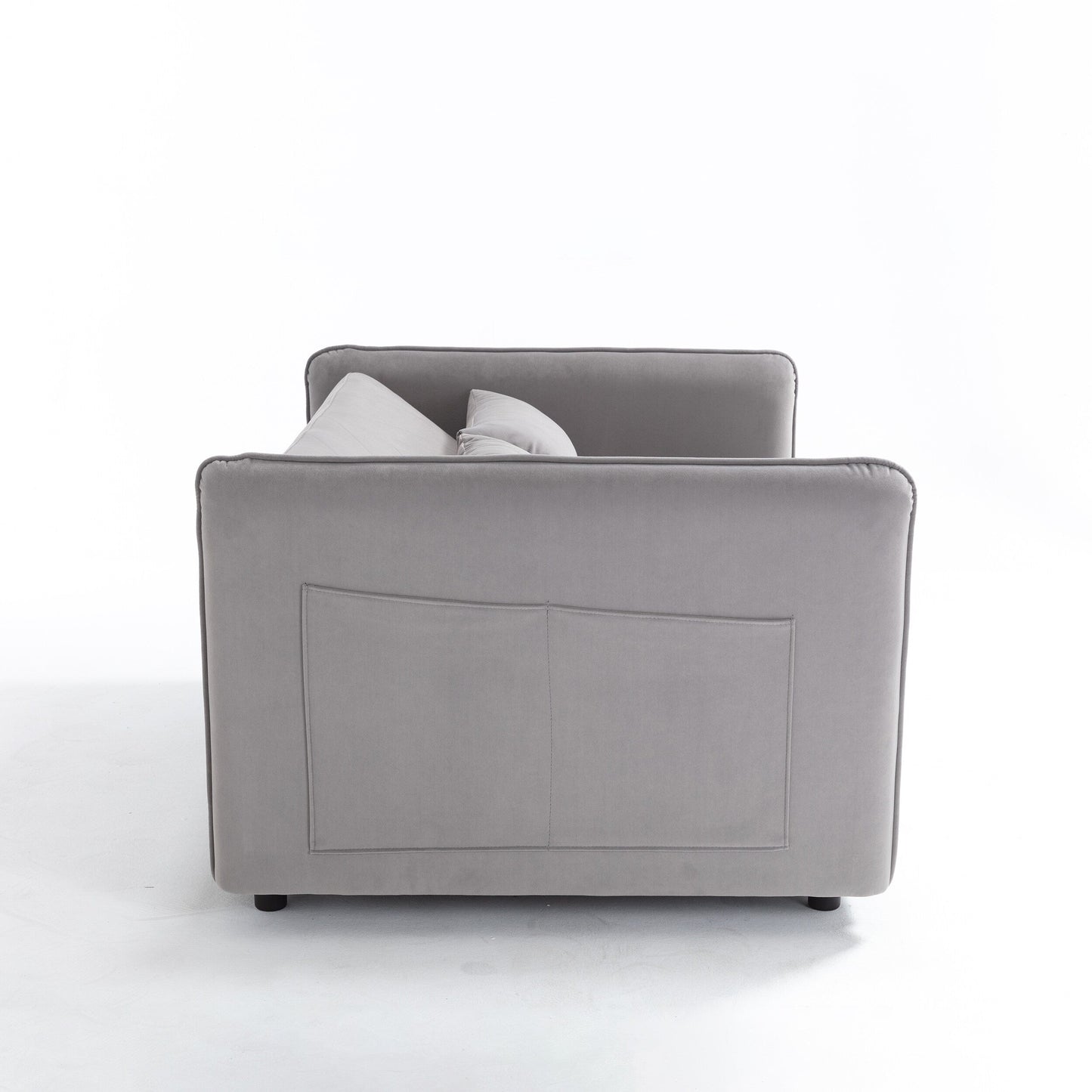 55 Velvet Convertible 3-in-1 Sleeper Sofa Bed with Reclining Backrest, Side Pockets, and 2 Pillows