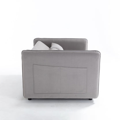 55 Velvet Convertible 3-in-1 Sleeper Sofa Bed with Reclining Backrest, Side Pockets, and 2 Pillows