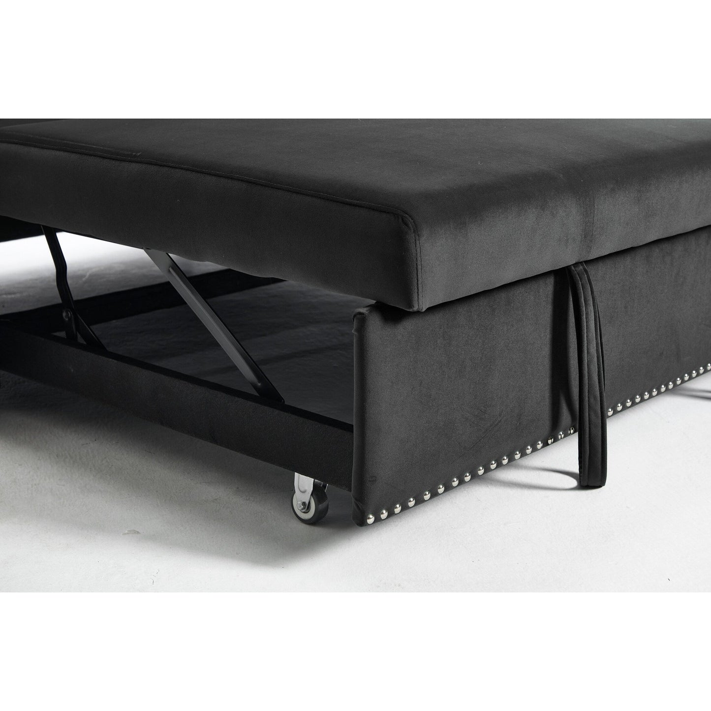 55 Velvet Convertible 3-in-1 Sleeper Sofa Bed with Reclining Backrest, Side Pockets, and 2 Pillows