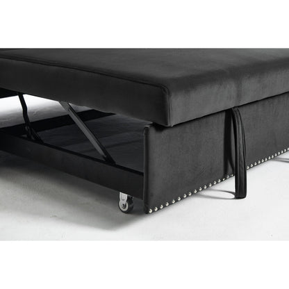 55 Velvet Convertible 3-in-1 Sleeper Sofa Bed with Reclining Backrest, Side Pockets, and 2 Pillows